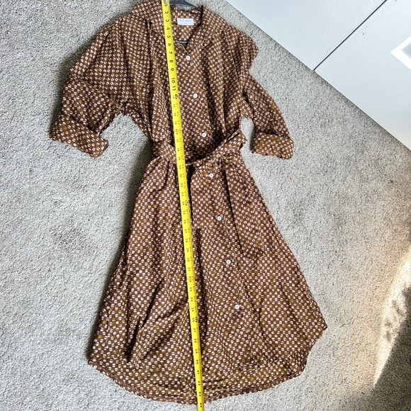 Elegant Brown Polka Dot Long Sleeve Dress - Picture 7 of 8